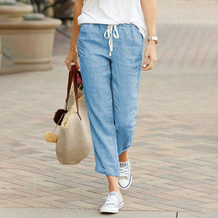 Levoire | Pantalon En Coton À Cordon De Serrage Avec Taille Élastique Bleu