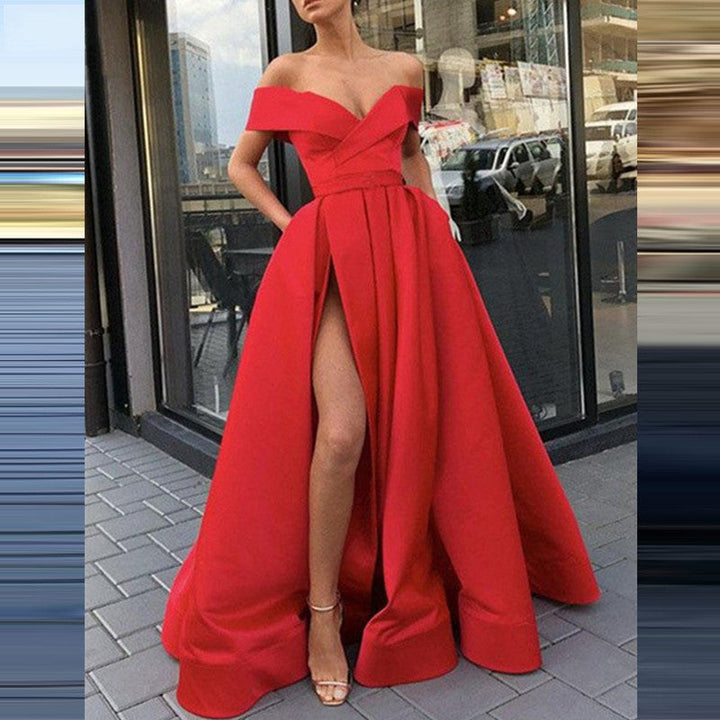 Levoire | Glamourueux Profond V décolleté Satin Multicolore Robe Rot