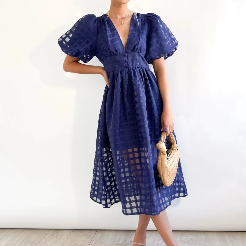 Levoire | Robe Longue En Tulle Avec Des Manches Bouffantes