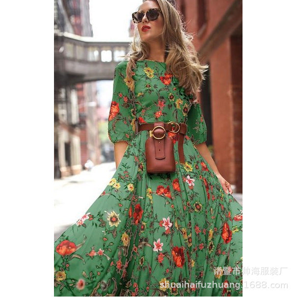 Levoire | Dress décontracté lumineux de vacances longue Vert