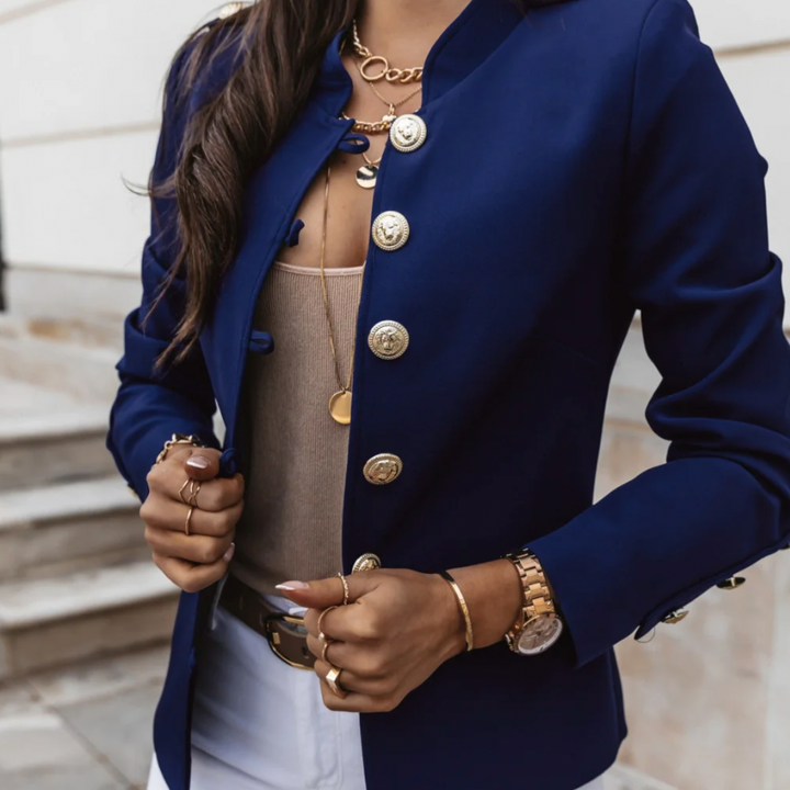 Levoire | Blazer Élégant Avec Boutons Dorés Bleu