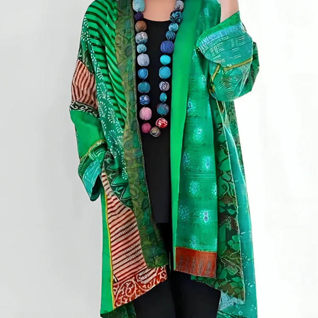 Levoire | Veste Kimono Boho Colorée Vert
