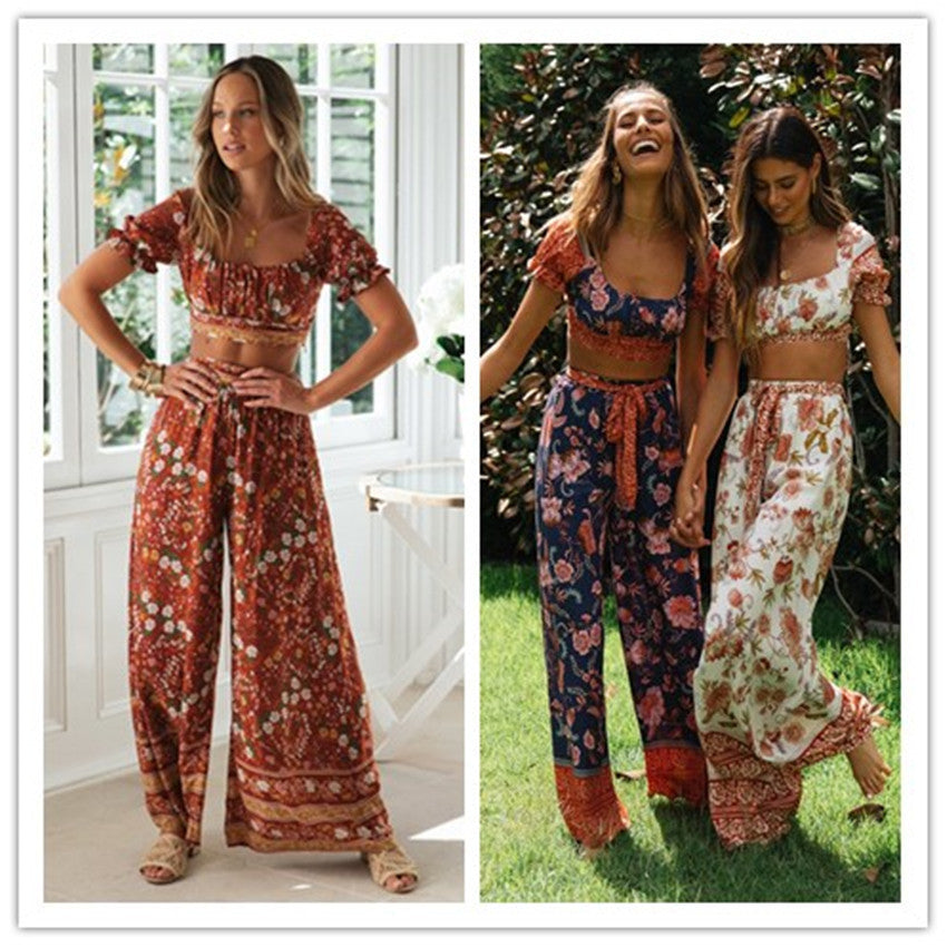 Ensemble femme deux pièces avec top court et pantalon large Levoire