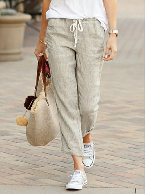 Levoire | Pantalons De Loisirs En Coton Pour Femmes Beige