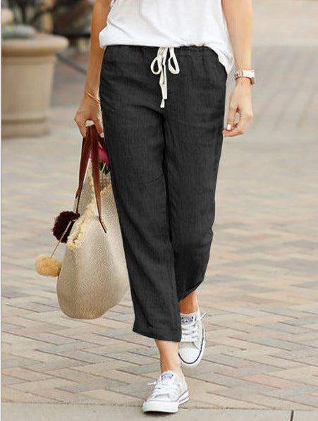 Levoire | Pantalons De Loisirs En Coton Pour Femmes Noir