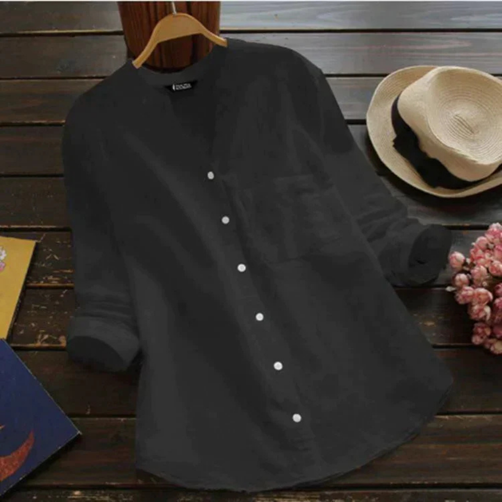 Levoire | Chemise Intemporelle Avec Col Montant Noir