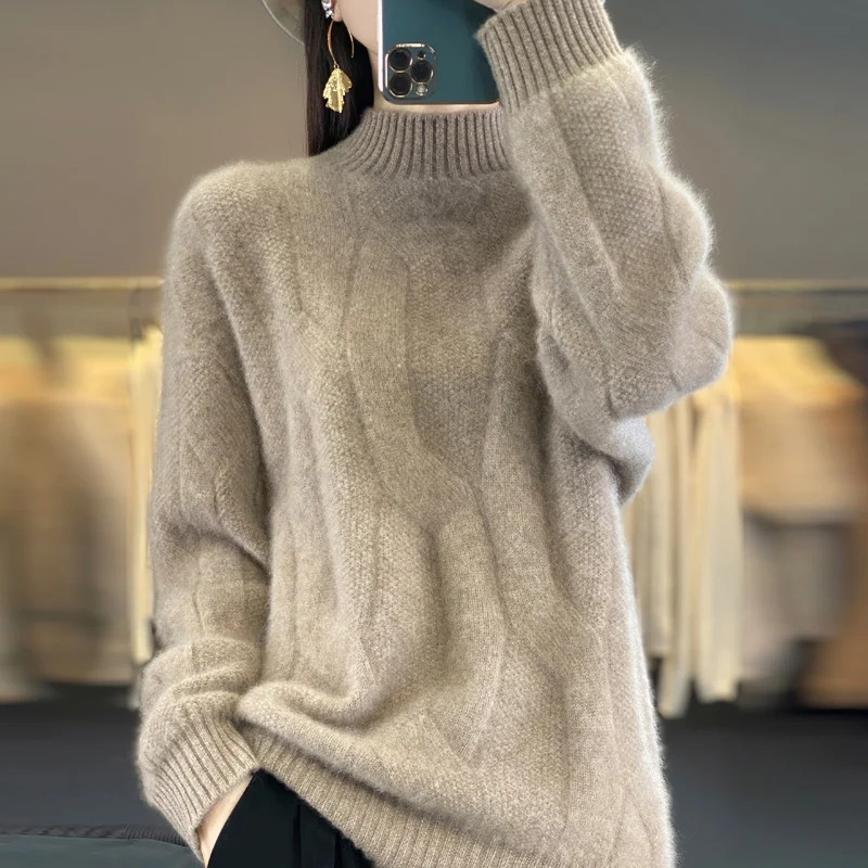 Levoire | Cachemire Tricot Femmes Surpoids Doux Et Chaud Tricoté Pull Hellebrun