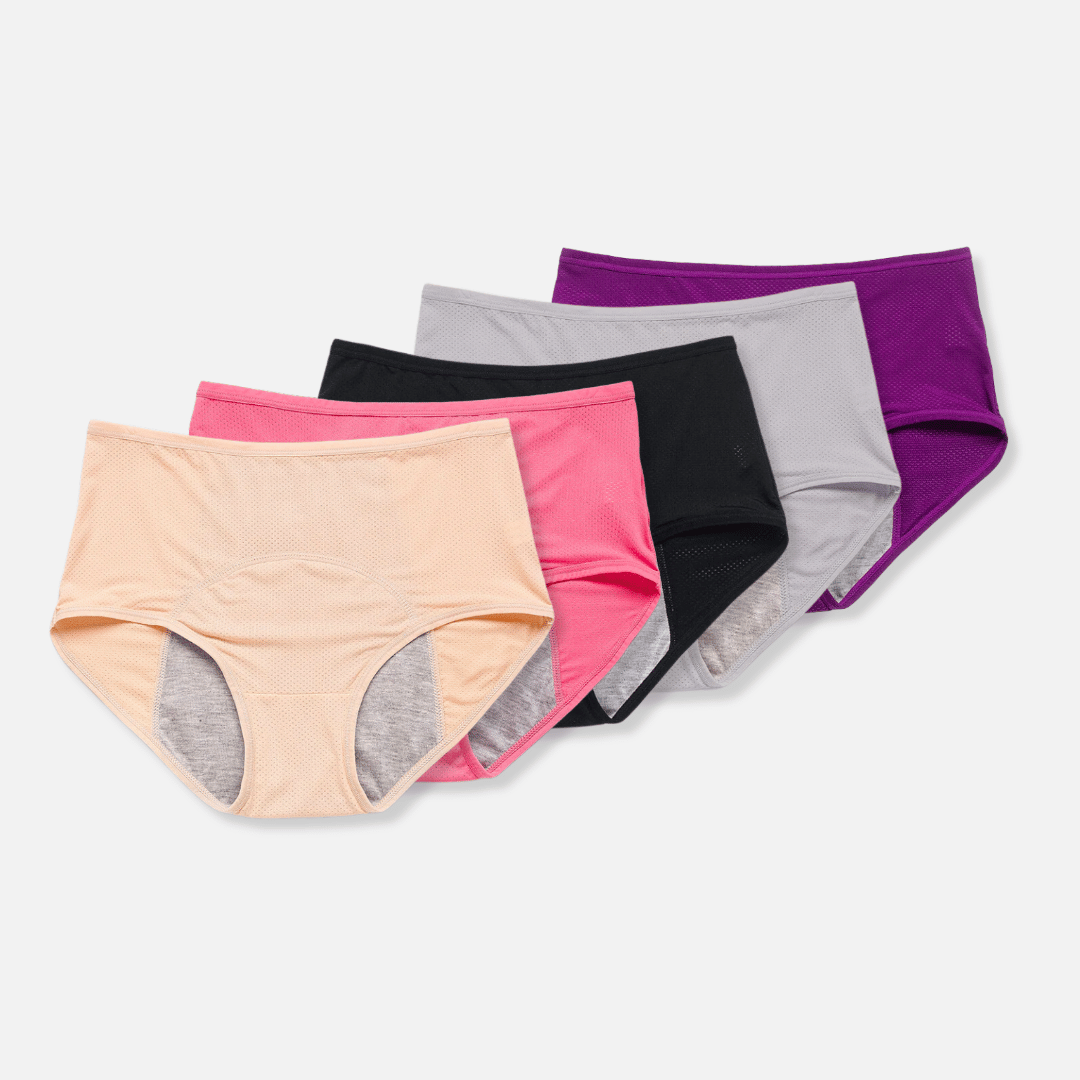 Levoire | Lingerie féminine Culotte menstruelle confortable à protection anti-fuites pour femmes Multicolore 5-pièces