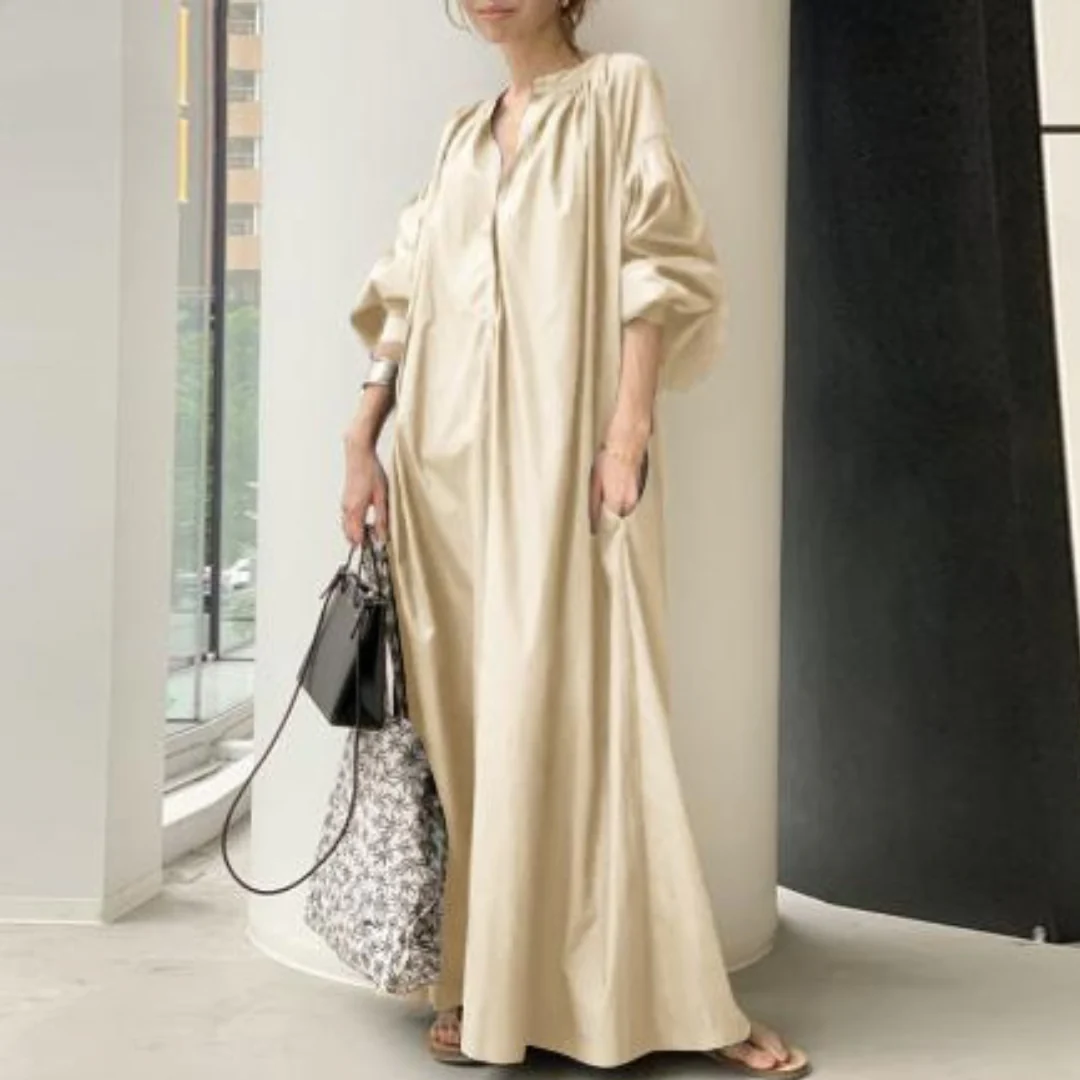 Levoire | Robe Maxi à Manches Longues Pour Femmes Kaki