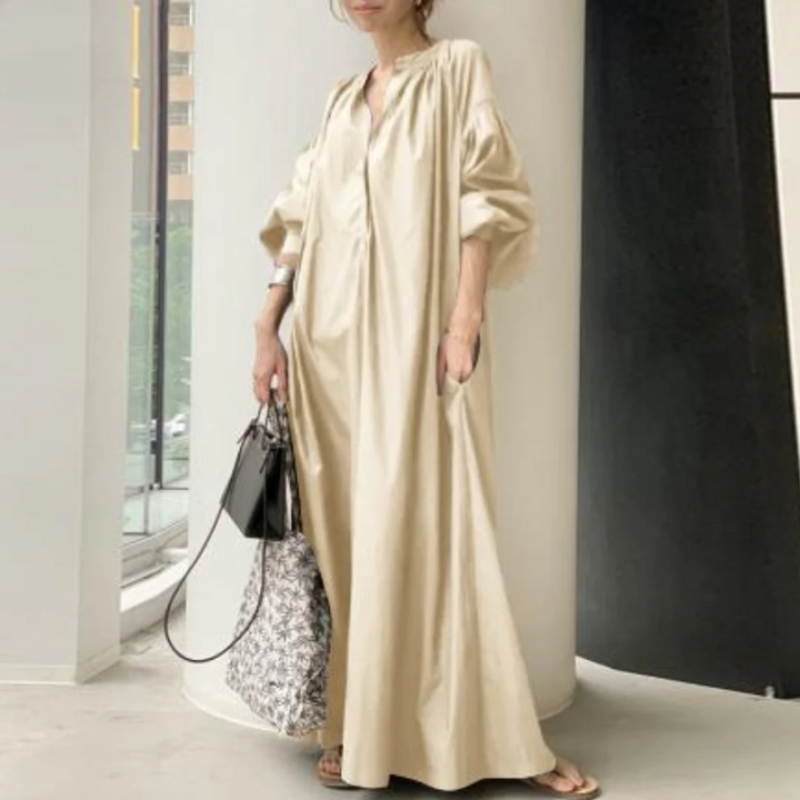 Levoire | Robe Maxi à Manches Longues Pour Femmes Kaki