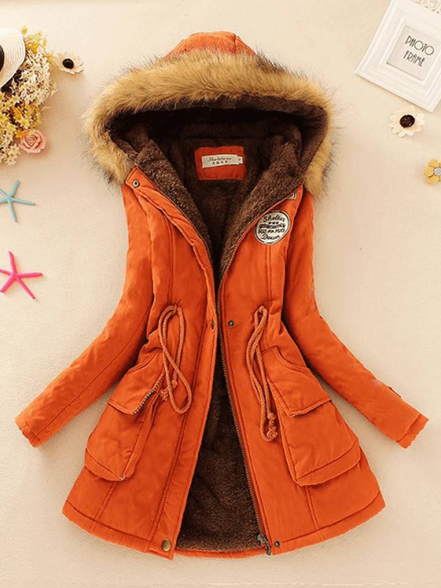 Levoire | Parka Femme En Version Mi-Longue Avec Fermeture Éclair Orange