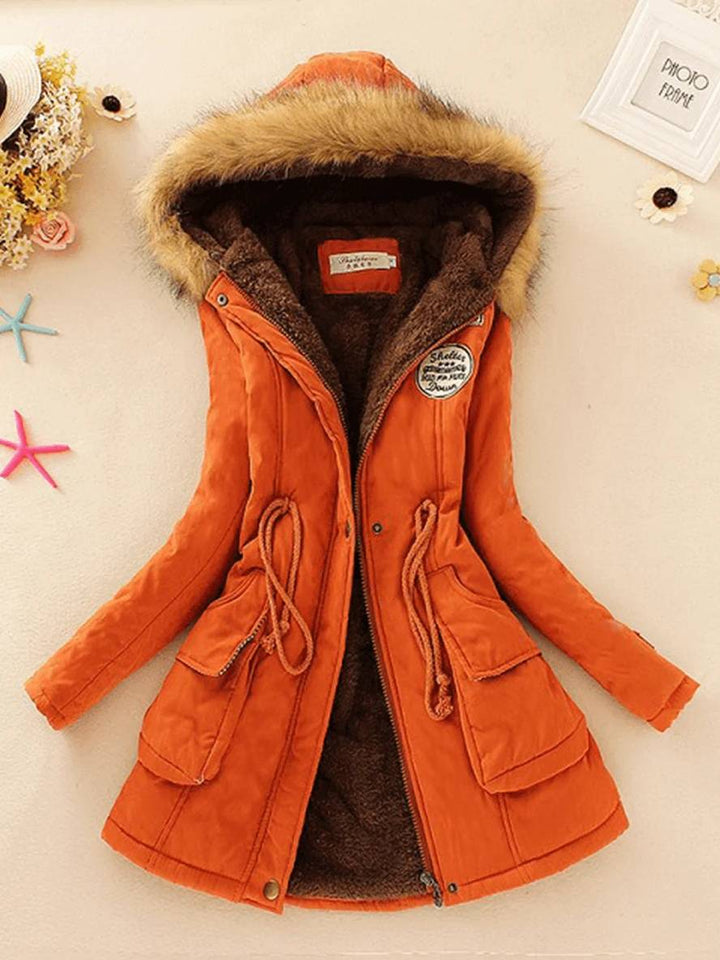 Levoire | Parka Femme En Version Mi-Longue Avec Fermeture Éclair Orange