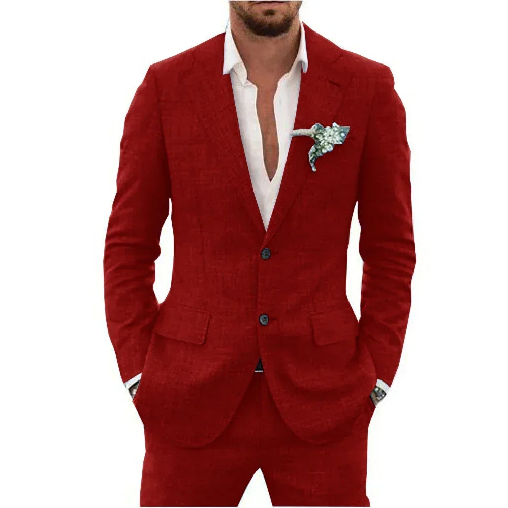 Levoire | Costume en lin pour hommes Rot