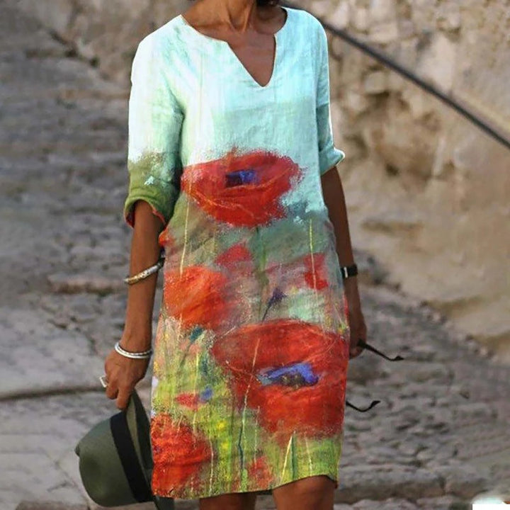 Levoire | Robe En Lin Charmante Avec Motif Floral 6