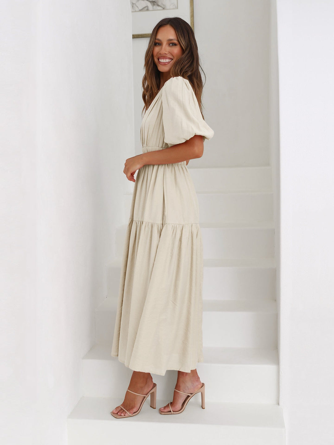Levoire | Robe Avec Décolleté En V Et Manches Bouffantes
