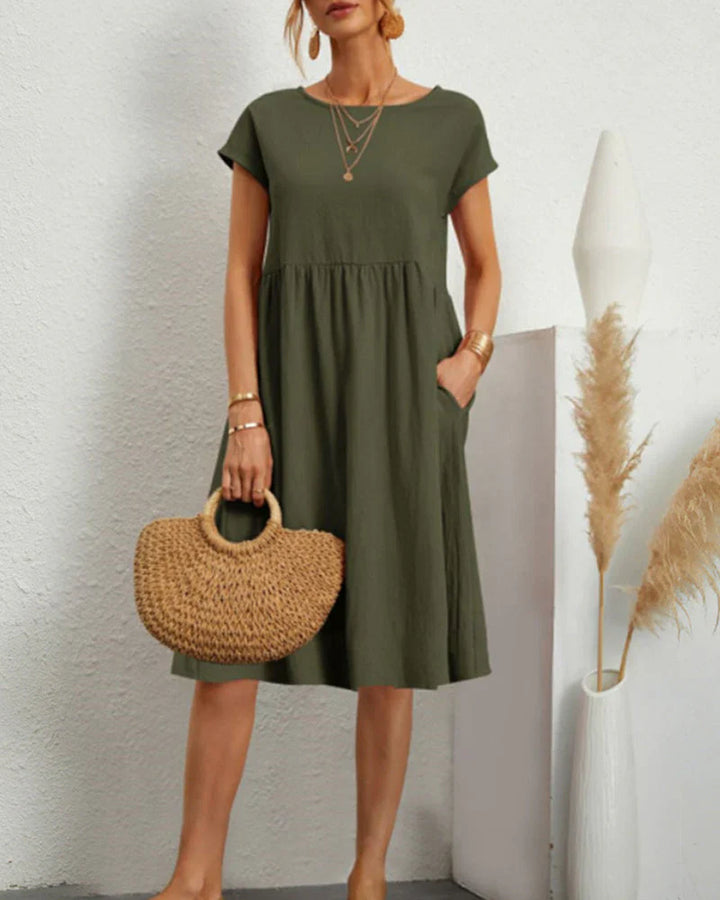 Levoire | Robe Midi À Encolure Ronde Et Poches Vert