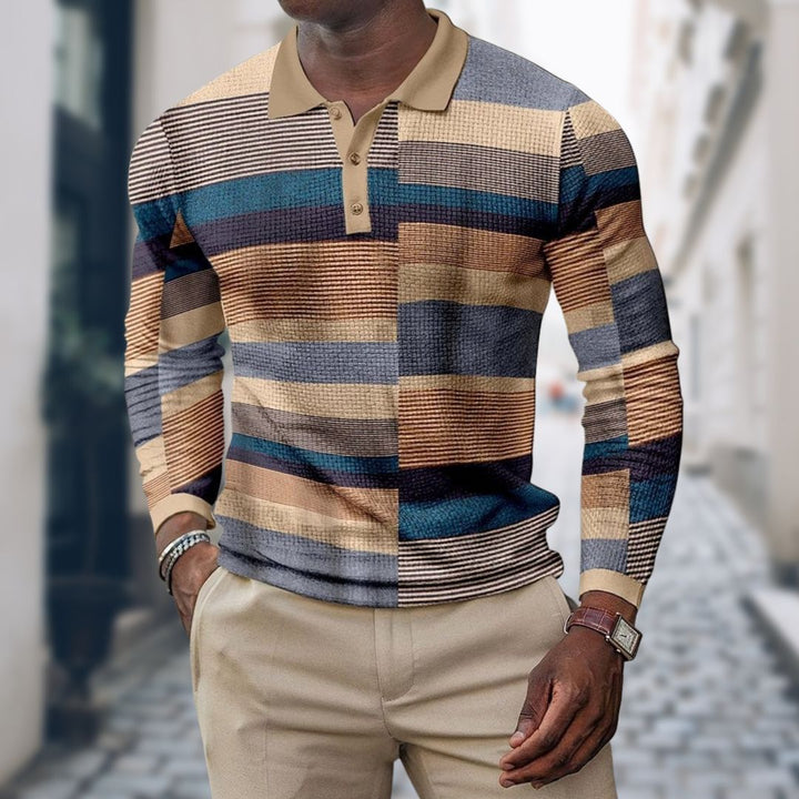 Levoire | Slim Fit Polo Pour Hommes À Mailles À Manches Longues Braun