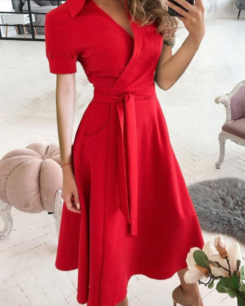 Levoire | Robe Évasée Avec Manches Courtes Et Style Décontracté Rot