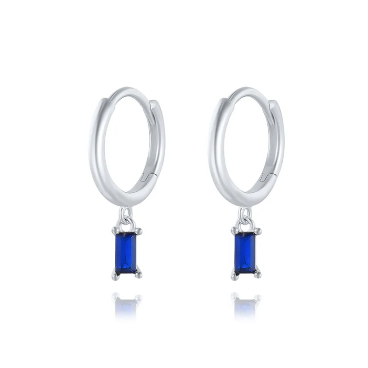 Levoire | Boucles D'Oreilles Carrées En Zircon Élégant Argent Bleu