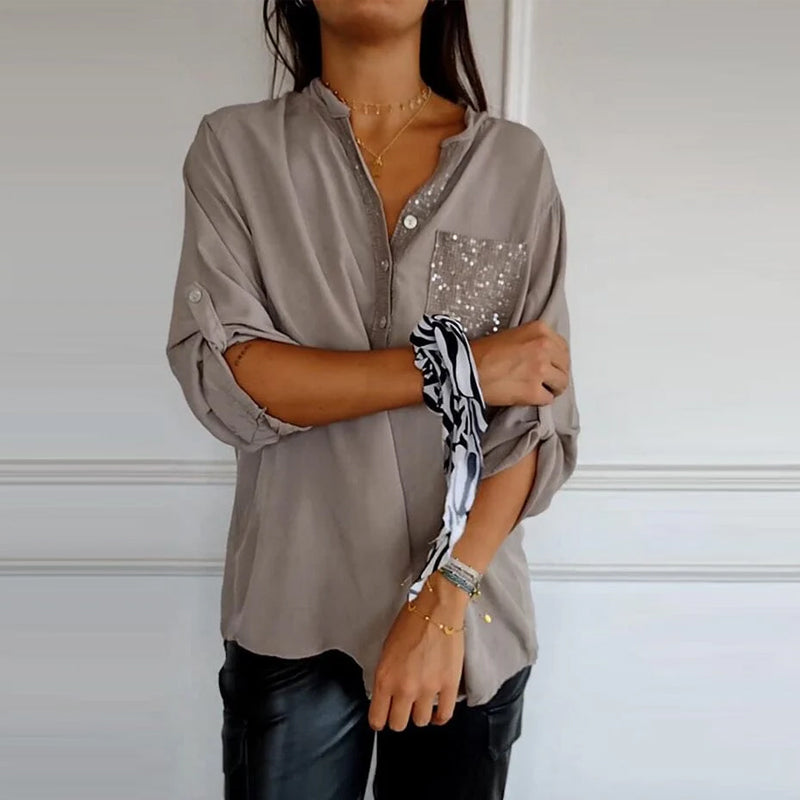 Levoire | Blouse En Coton Avec Paillettes Décolleté En V