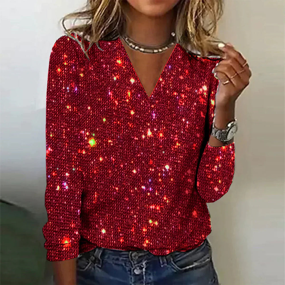 Levoire | Pull Scintillant Avec Décolleté En V Rot