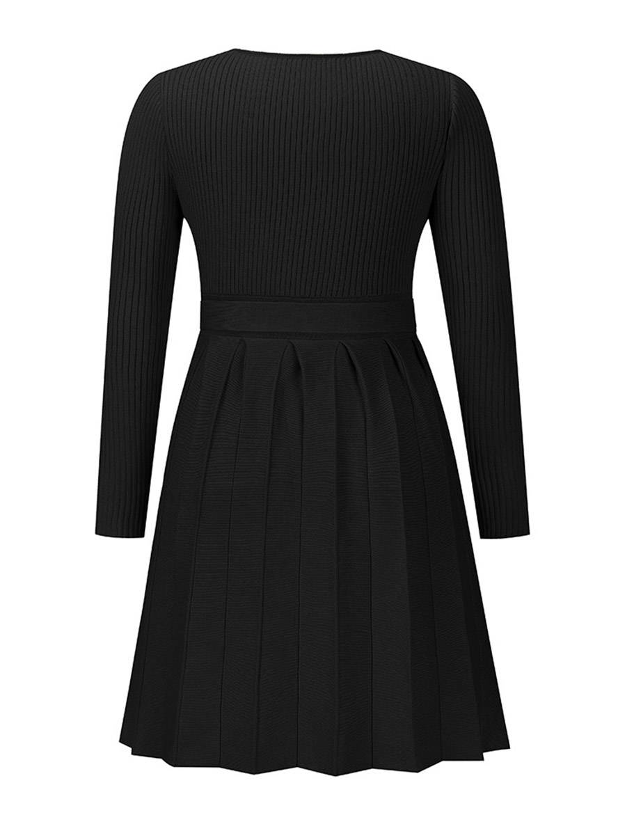 Levoire | Robe Courte À Manches Longues, Décolleté En V Et Ceinture Pour Un Look Polyvalent