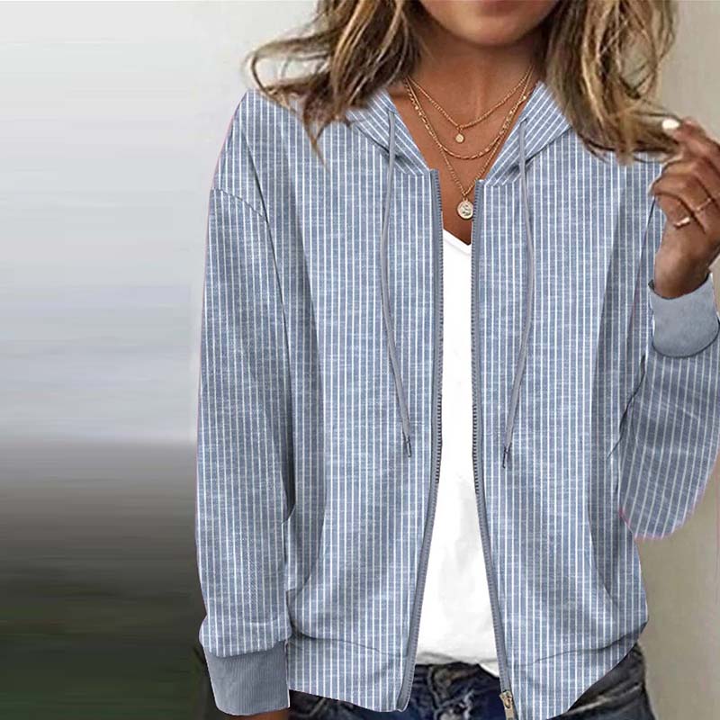 Levoire | Veste Rayée Avec Capuche Bleu