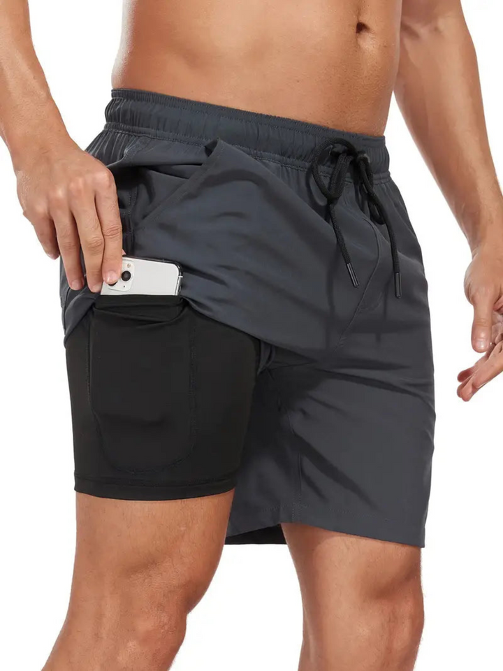 Levoire | Short de bain pour hommes à séchage rapide design à double couche Gris foncé