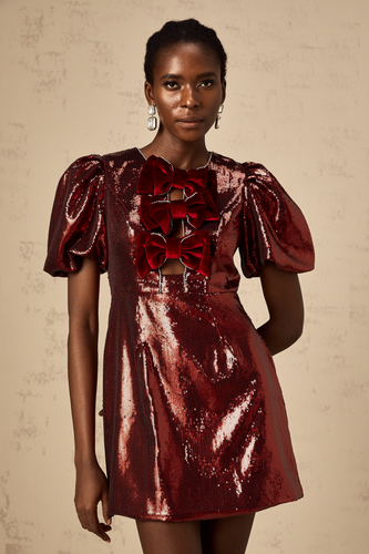 Levoire | Ruban À Nœud Rouge Paillettes Mini Robe