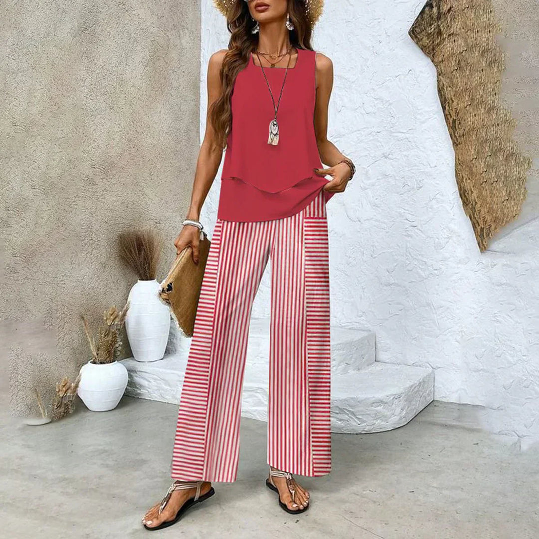 Levoire | Ensemble Top Sans Bretelles Et Pantalon Respirant Rot