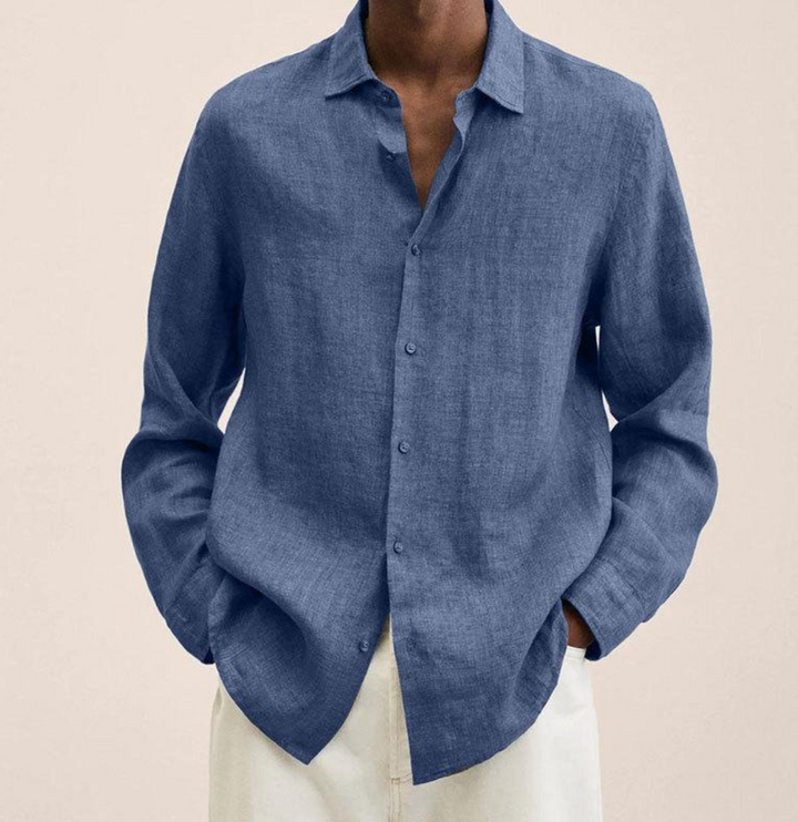 Levoire | Chemise en lin pour hommes Chemise d'été élégante pour hommes Bleu