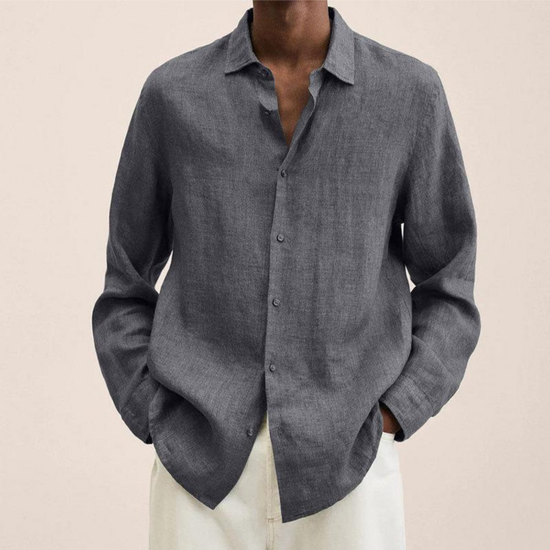 Levoire | Chemise En Lin FR Hommes Long Gris