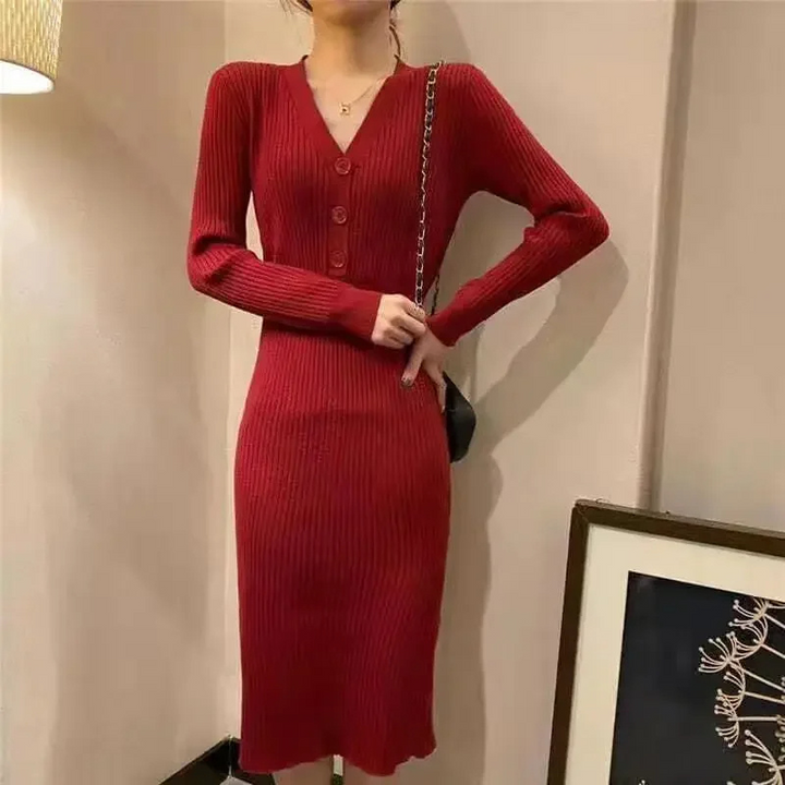 Levoire | Robe En Tricot Slim Avec Boutons Wino