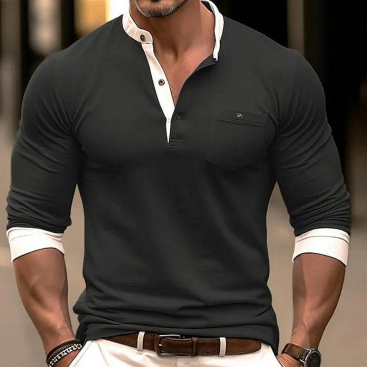 Levoire | T-Shirt Manches Longues À Boutons Nior
