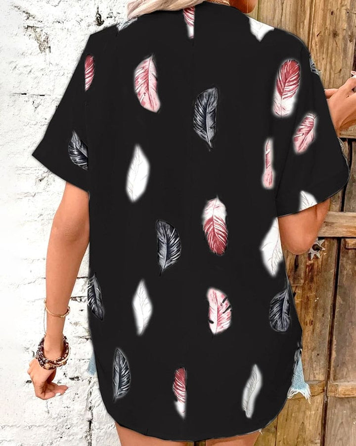 Levoire | Blouse Avec Plumes Et Manches Courtes