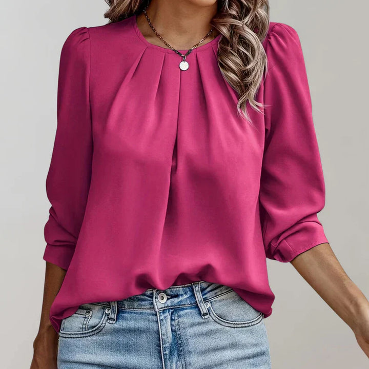 Levoire | Beautiful Casual Shirt With Round Collar And Long Sleeves Rosa
