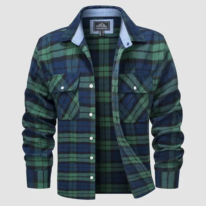 Levoire | Blouse à carreaux à manches longues Boutons en bas Vert