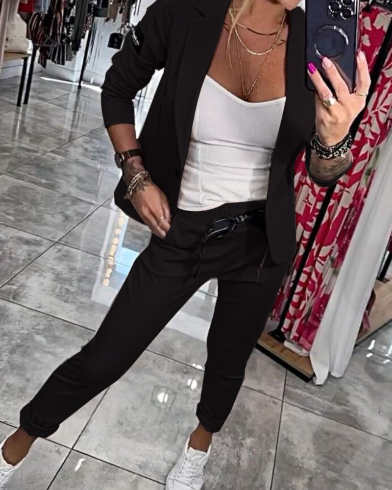 Levoire | Ensemble Élégant Top, Veste Et Pantalon Pour Un Look Raffiné Noir