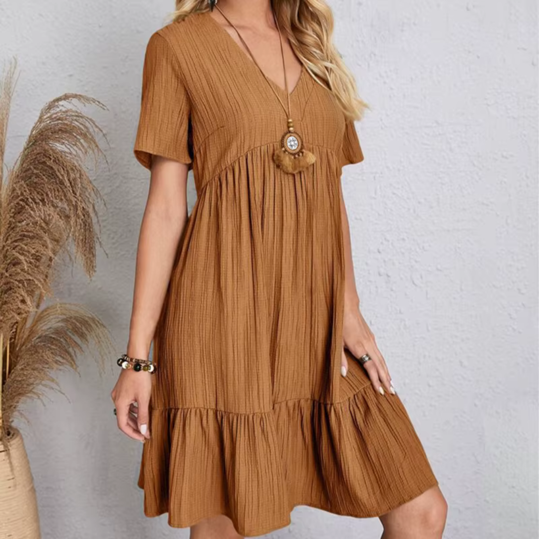 Levoire | Élégante et flatteuse robe plissée Braun