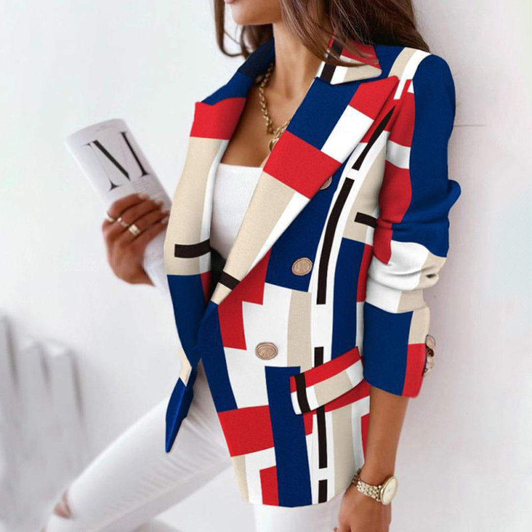Levoire | Blazer Élégant Pour Femme Automne Bleu Rouge