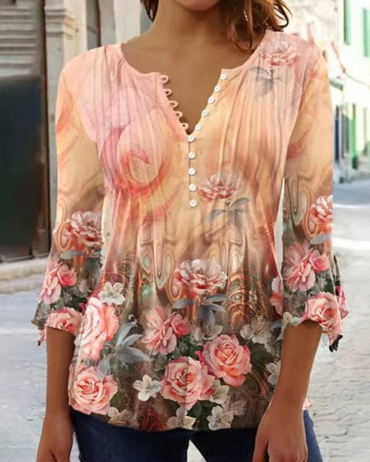 Levoire | Blouse À Motif Floral Pour Femmes Orange