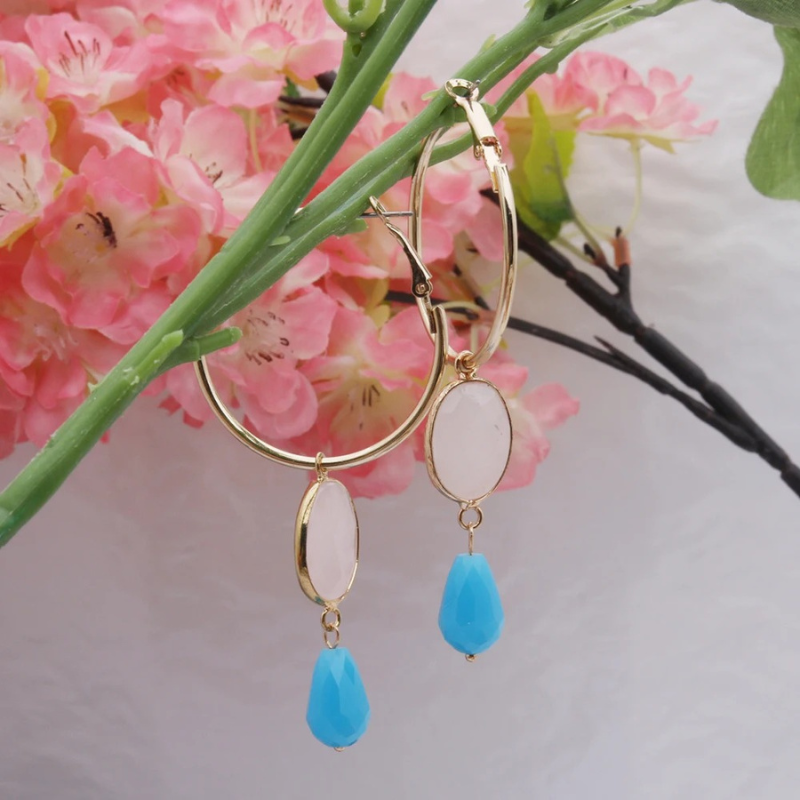 Levoire | Boucles D'Oreilles En Or Avec Des Pierres Colorées Or Roses-Bleu