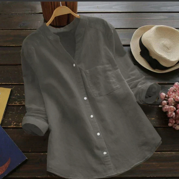 Levoire | Chemise Intemporelle Avec Col Montant Gris