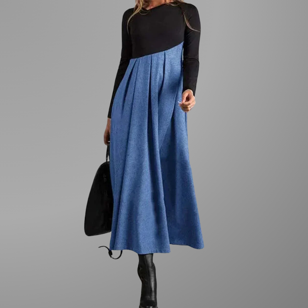 Levoire | Robe Maxi Élégante À Manches Longues Bleu