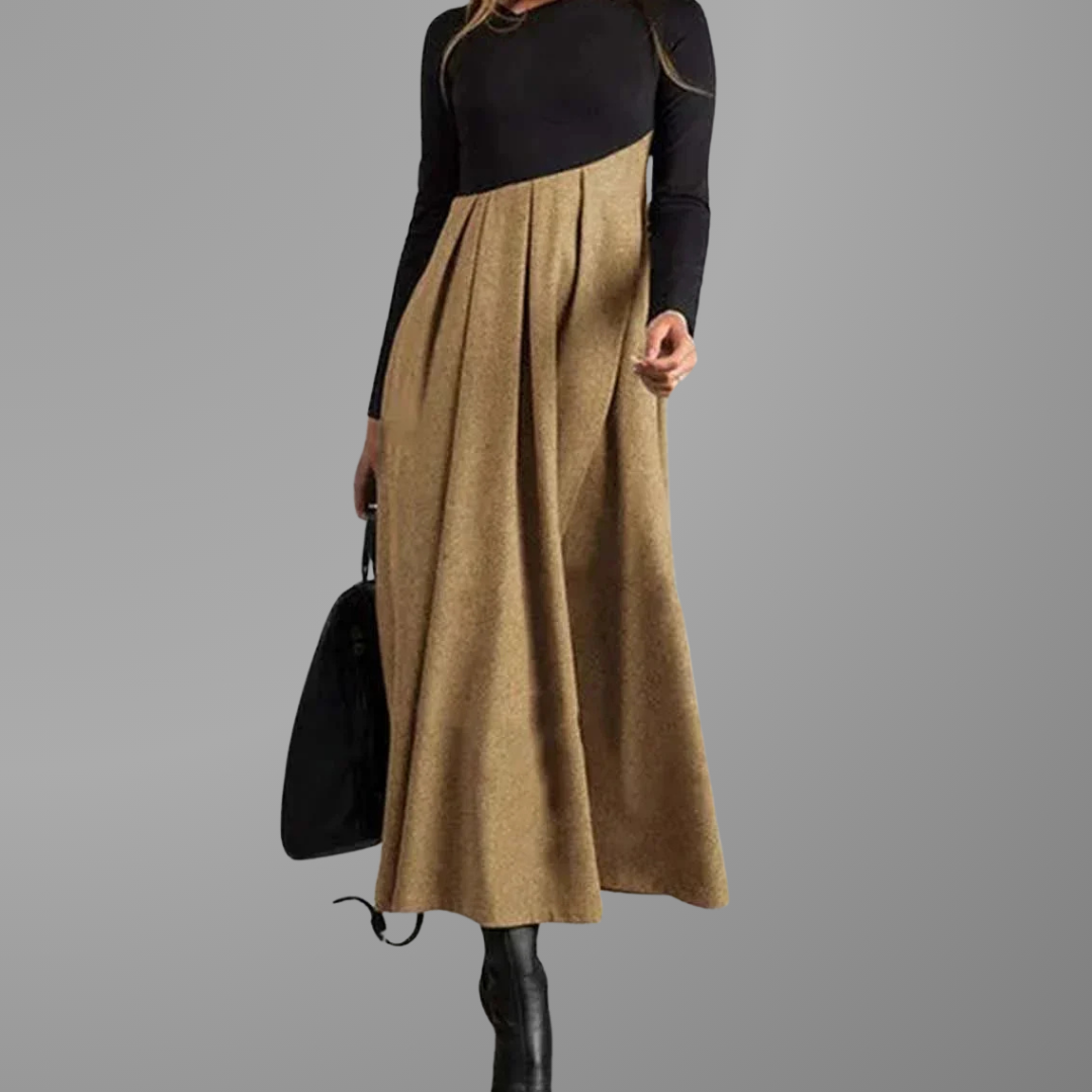 Levoire | Robe Maxi Élégante À Manches Longues Khaki