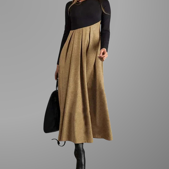Levoire | Robe Maxi Élégante À Manches Longues Khaki