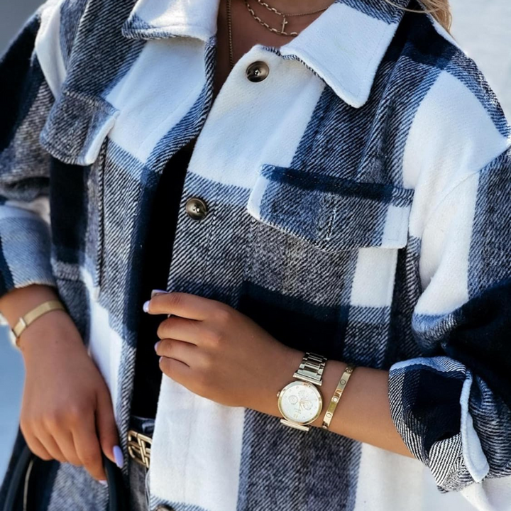 Levoire | Veste Chemise À Carreaux Élégante Pour Femmes Noir