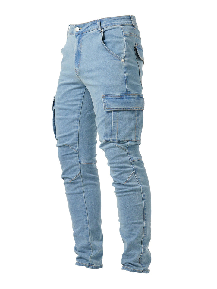 Levoire | Pantalons Cargo Slimfit En Denim Stretch Bleu ciel