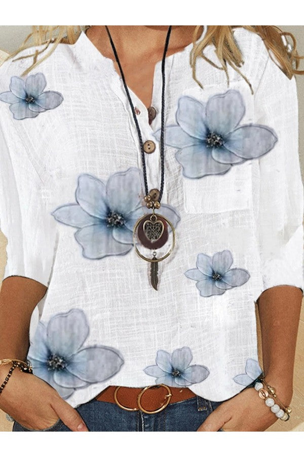 Levoire | Blouse florale à demi-manches et col en V
