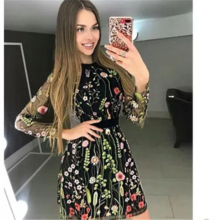 Levoire | Chic Bohémien Robe Fleurie pour Femmes noir